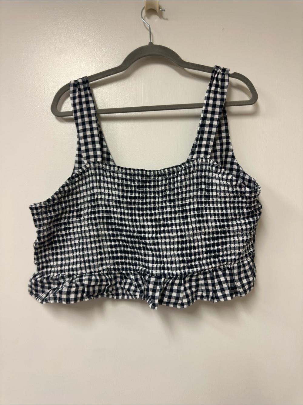 American Eagle Outfitters Black and White Gingham Ruffle Crop Tank with Pants